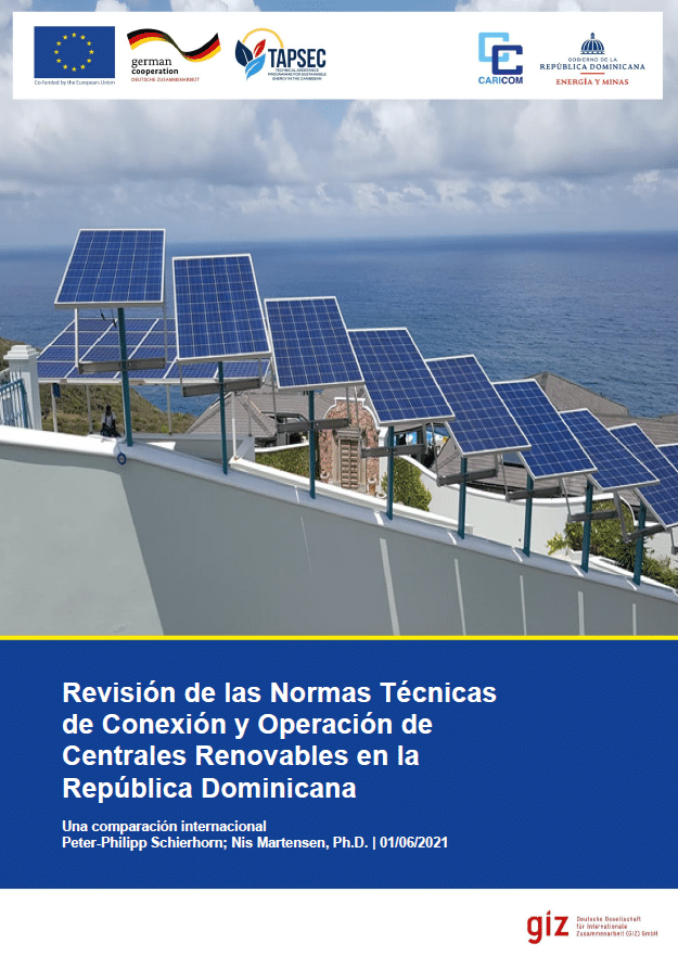 Spanish Cover of the Study on Technical Regulations for the Connection and Operation of Renewable Power Plants in the Dominican Republic