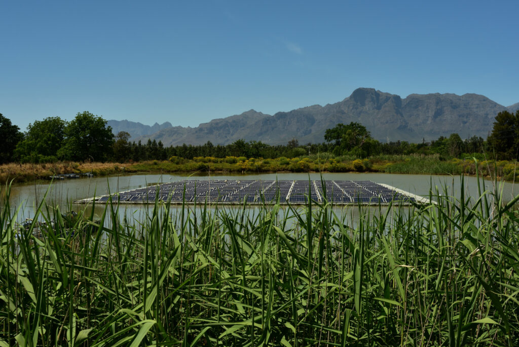 Floating solar on a farm dam in South Africa