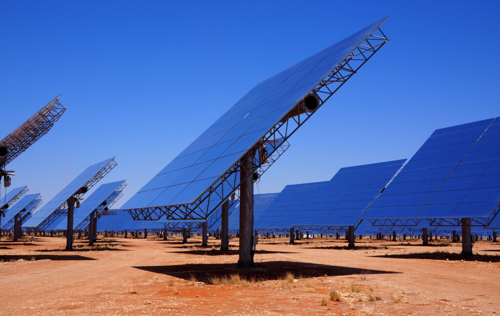 Reflective panels in a solar thermal power plant in South Africa