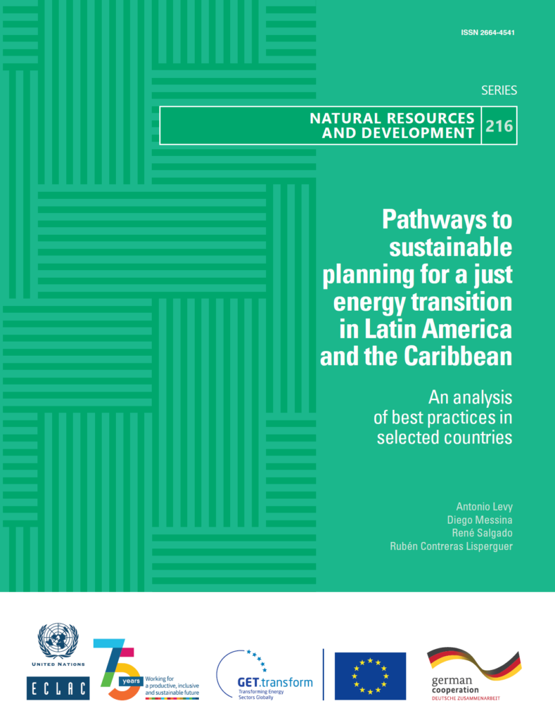 Cover of the joint UN ECLAC GET.transform study Sustainable Pathways for a just energy transition in Latin America and the Caribbean.