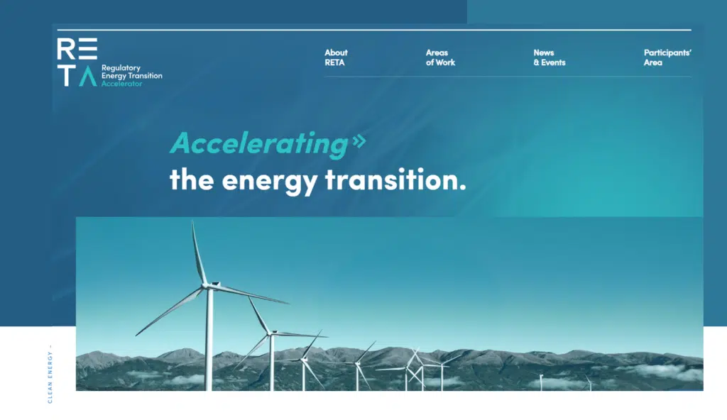 Screenshot of the RETA website