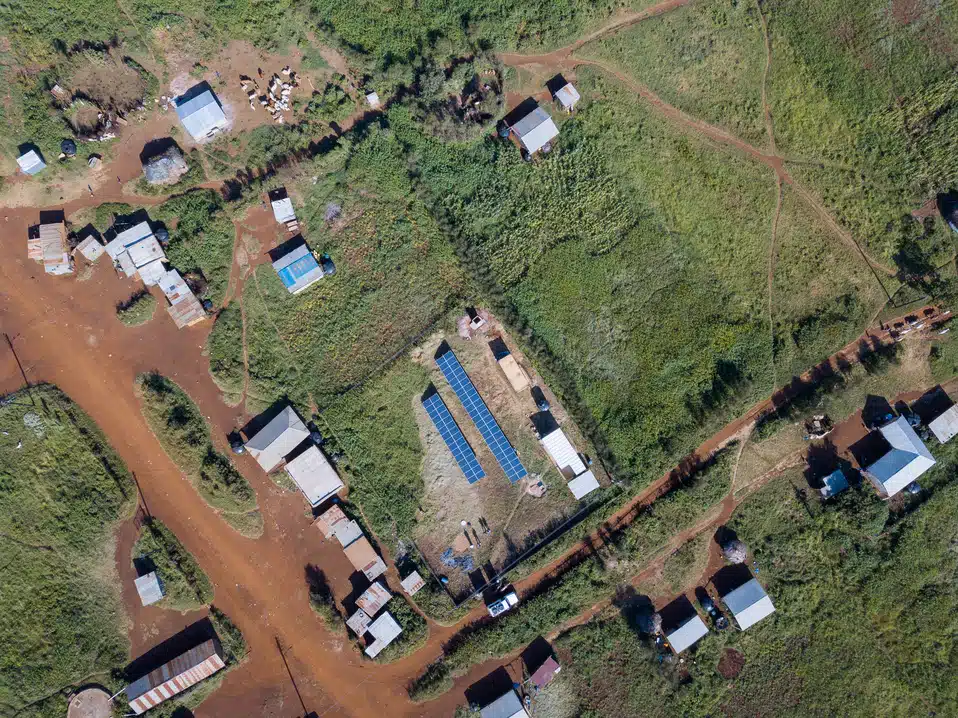 drone shot of mini-grid in Kenya