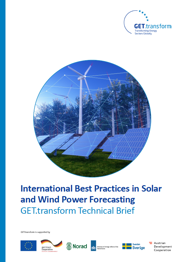 Cover of the GET.transform Technical Brief "International Best Practices in Solar and Wind Power Forecasting"