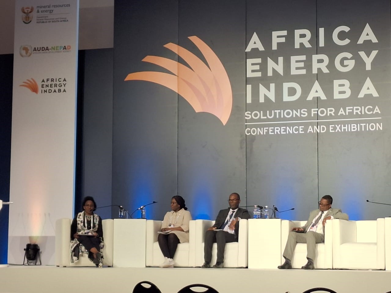 Ene Macharm, Head of Global Partnerships at GET.transform, on an expert panel at Africa Energy Indaba
