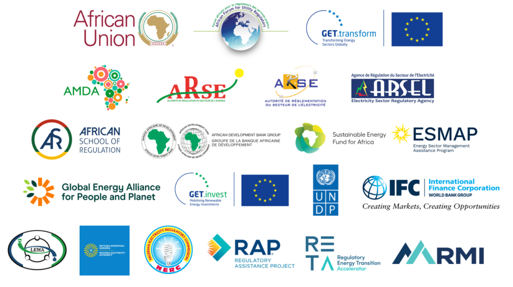 Logos from the partner organisations who have reviewed, adopted or implemented the African Model Mini-Grid Regulations Tool.